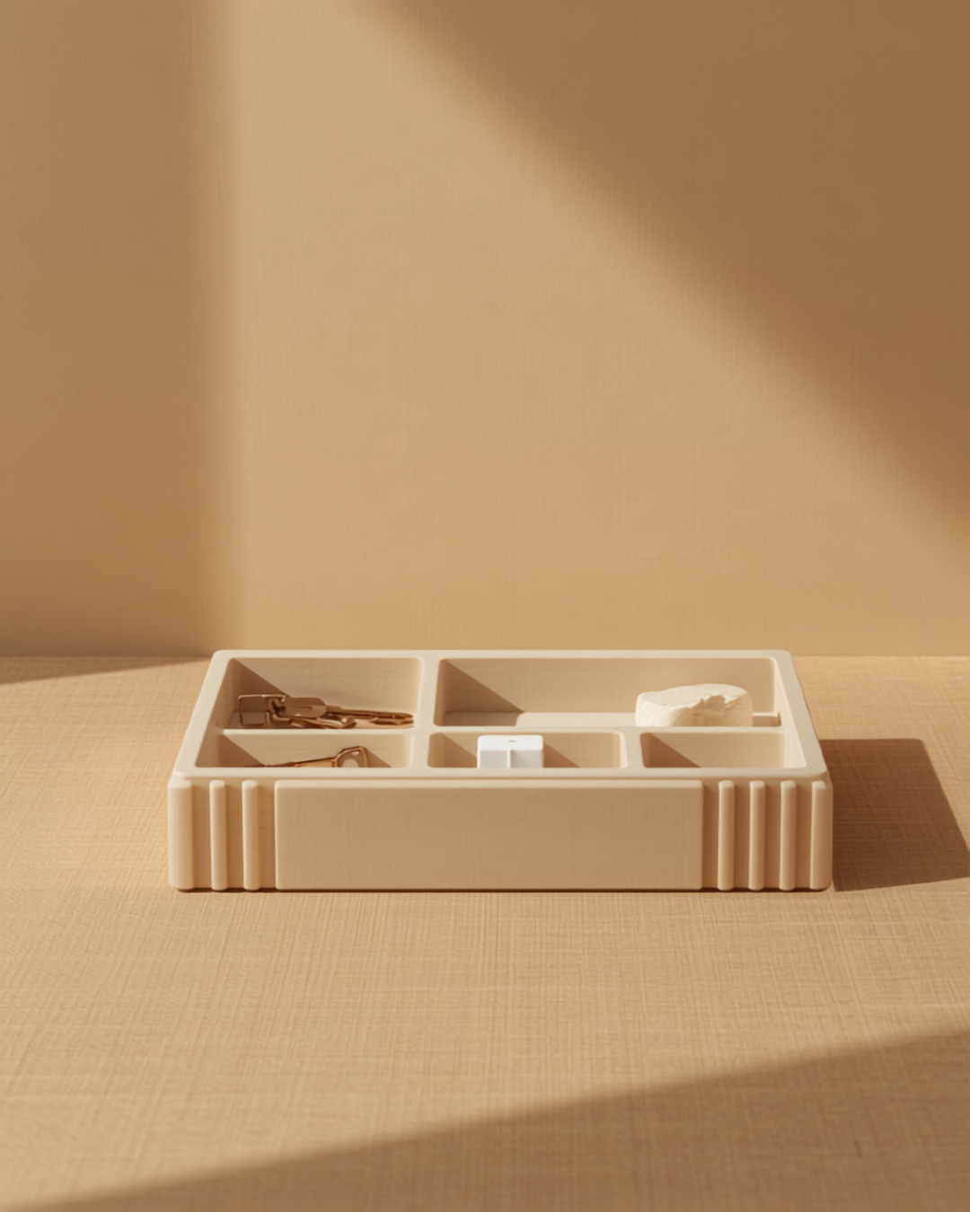 Bandeja organizadora modular WASI impresa en 3D en tono sand