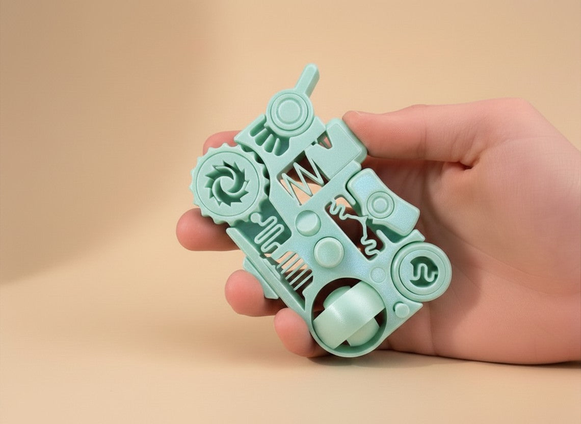 Juguete antiestrés 12 en 1 Illa Home de color verde menta, fabricado en PLA, sostenido en la mano para aliviar el estrés.